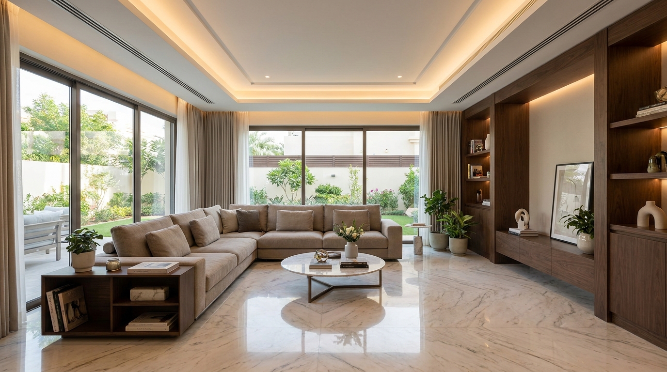 Arabian Ranches villa refurbishment planning with live-in phasing, dust control, and family access management